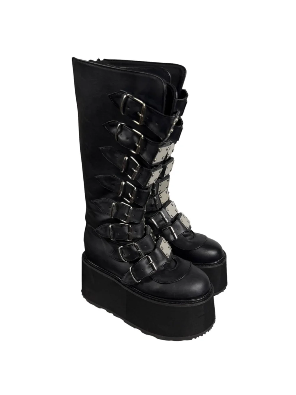 Demonia Cult Damned Platform Combat Military Punk Moto Boots Women's 8 Black